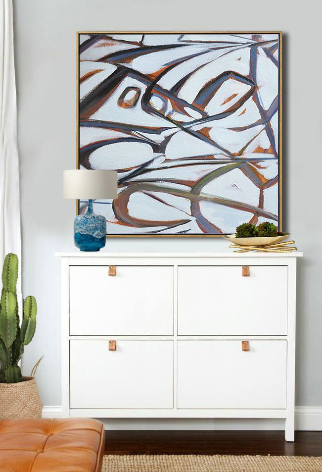 Large Abstract Painting Canvas Art,Oversized Palette Knife Painting Contemporary Art On Canvas,Huge Abstract Canvas Art,Violet Ash,White,Orange.etc